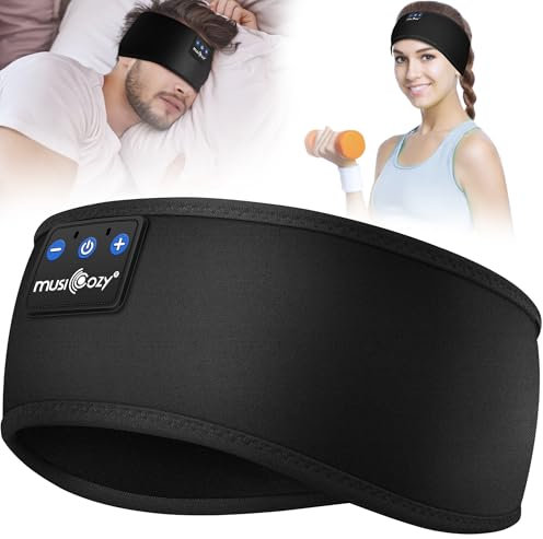 MUSICOZY Auriculares para Dormir, Diadema con Bluetooth 5.4 para Dormir y Hacer Deporte con Altavoces Finos, Regalo tecnológico para Hombres, Mujeres, Adolescentes, Yoga, relajación y Viajes