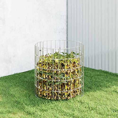 Gecheer Compostiera da Giardino Ø50x50 cm in Acciaio Zincato,Composter,Contenitore per Compost da Esterni,Bidone per Compost,Raccogli Rifiuti da Giardino,Foglie,Erbacce,P3115941