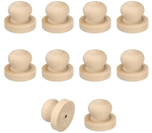 PATIKIL 50mm Stempel Holz Rundgriff 10Pcs Holzgriffe Stempelhalter Schubladenknöpfe Für Stempelherstellung DIY Basteln Scrapbooking Braun