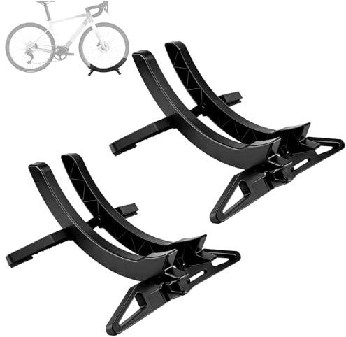 MEGHNA Schick Modern Fahrradstand Fahrrad-Bodenständer verstellbare Fahrradständer Parkständer passt für den Fahrrad mit Reifenbreite 26–80mm (Zwei Stueck Schwarz)