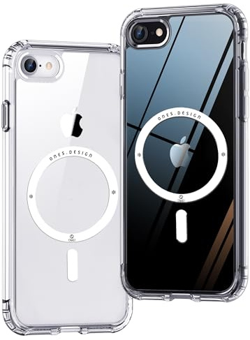 ONES für iPhone SE3 SE2 SE 8 7 Hülle, Kompatibel mit MagSafe, Militärnorm Schutz Magnetisches HandyHülle, Vergilbungsbeständig Kratzfeste Rückseite, Stoßfeste, Extrem Haltbarkeit Schutzhülle, Klar