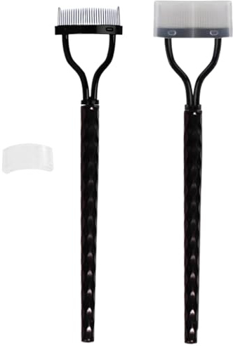 Peine de máscara, peine de pestañas de metal | 2 paquetes de dientes de metal cepillo formador de cepillo con cubierta - Herramienta cosmética, suministros de maquillaje, cepillo de cejas, aplicador d