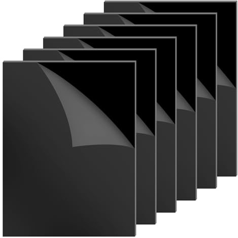 Lot de 6 plaques acryliques noires (30 x 20 cm) - En verre acrylique - Pour exposition de projet, peinture, présentoir de table 30