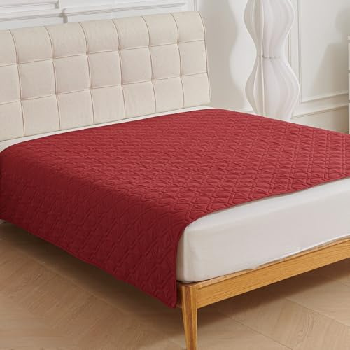 Hearda Alèses de Lit Absorbantes Lavable Alèses Réutilisable pour Incontinence, Adultes et Enfants, Protège-Matelas Imperméable, pour Incontinence, 1 Pièce, Couleur Unie (Rouge,170x210cm)