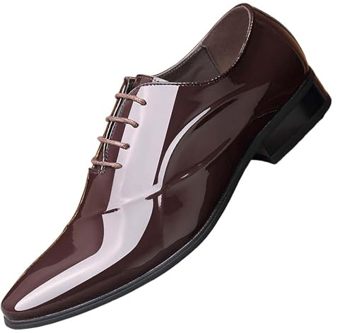 Generisch Chaussures vernies pour homme - Bout pointu - Antidérapantes et légères - Confortables - En cuir - Couleur unie - Respirantes - Élégantes - Pour l'extérieur, le travail, les mariages