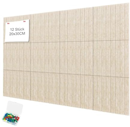YFLeomry 12 stycken 20 x 30 cm liten stor anslagstavla, dekorativ anslagstavla av filt, vikbar fotopanel, displaypanel (vertikala ränder kamel)