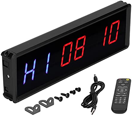 Cryfokt Orologio Allenamento in Palestra con Timer a Intervalli a LED, Cronometro per Esercizi di Fitness, Controllato Telecomando, Allenamento in Palestra a Casa, Lega di Alluminio