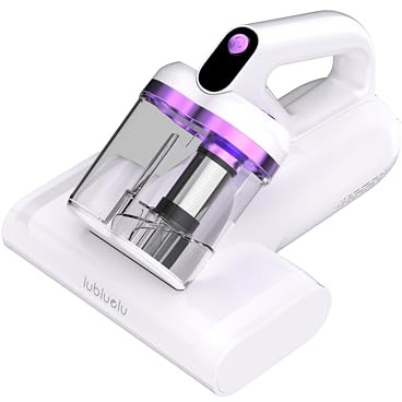 Lubluelu Aspirador de ácaros para colchones, aspiradora de mano, dispositivo de limpieza de 550 W con luz UV, sensor de ácaros para alérgicos/cama/sofás/pelo de animales (blanco violeta, 550 W)