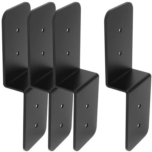 MeevrgR Staffa resistente in acciaio a forma di Z per connettore a palo e trave, rinforzo per mobili, supporto per pergola, spessore 3 mm, in acciaio al carbonio con rivestimento nero antiruggine