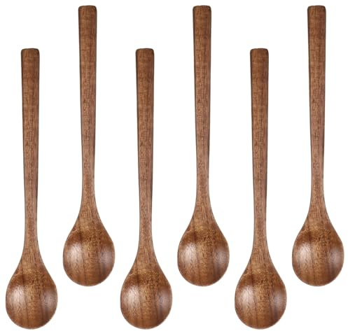 Holzlöffel Esslöffel, 6 Stück Holzlöffel Klein Honiglöffel Holz Teelöffel Suppenlöffel Kaffee Tee Naturholzlöffel Holzbesteck Küchenutensilien zum Essen Mischen Rühren Kochen (17 cm)