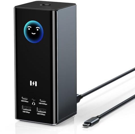 Laptop Docking Station 3 Monitors for Windows, Smart Display, 3HDMI 2DP | Selore Triple 4K@60Hz Display Laptop Dock, Working Status Display,10Gbps USB3.1 Data, Gigabit Ethernet,100W PD, SD/microSD