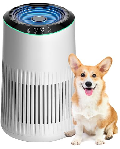 MERONTE Luftreiniger für Schlafzimmer, Zuhause, allergischer Luftreiniger für Schlafzimmer, Büro, Raucherzimmer, HEPA-Filter, Luftreiniger,Weiß, 1 Pack+3 Modi