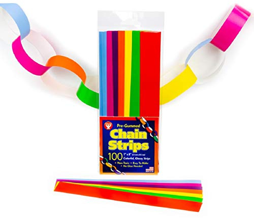 Hygloss Stick-A-Licks-Chain Arts & Crafts-Classroom Activities-Fun for Kids-Super Strips-Size 1” x 8” -100 Pcs, Bright Colors