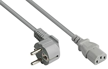Good Connections Câble d'alimentation - 1,8 m - Fiche Type E+F (CEE 7/7, coudée) vers Prise C13 (Droite) - Conducteur en cuivre CU - 0,75 mm² - Câble de Refroidisseur pour PC, Moniteur, etc. - Gris