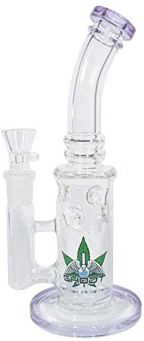 Bong Glas 23,5cm Lila von GHODT Glasbong mit 18.8 Chillum 5mm Glas - inklusive Sieb - Für den Gebrauch von Kräuter- und Tabakwaren