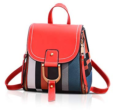 NICOLE&DORIS Sac à dos Femmes Petit sac à dos Sac bandoulière Sacs à main Sac à dos pour dames Cuir Sac à dos Sac d'épaule rouge