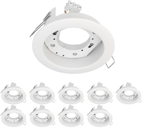 ledscom.de 10 Stück Deckeneinbauleuchte ZOBE II, weiß matt, rund, 107mm Ø, 1x GX53 max. 25W