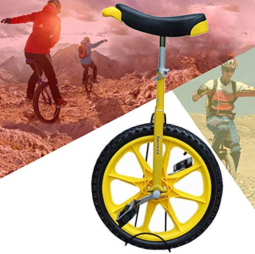 NANANA 16 Zoll Erwachsenentrainer Einrad Skidproof Butyl Mountain Reifen Balance Radfahren Single Round Kinder Erwachsene Balance Radfahren Übung,Gelb