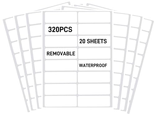 Removable Waterproof Labels for Bottles -320PCS 0.62 x 2.35 inch Organizing Name Labels for Food Containers Blank Nametags for Jars File Folders Small Storage Bin. Only Handwrite