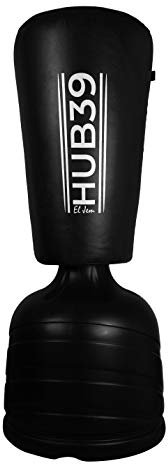 Standboxsack - Boxsack für den Boden mit Kegelstamm aus italienischem Boxsack mit Bodenplatte – verstellbar in 4 Höhen von 148, 154, 169 und 184 cm (schwarz)