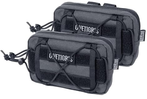 OneTigris EDC Futterbeutel für Hunde, Pouch Zusatztasche für Hunderucksack MOLLE Futterbeutel Hundetraining Geeignet für Hundegeschirren (2 Stück - Grau)