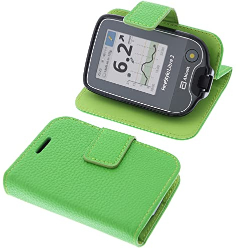 foto-kontor Tasche kompatibel mit Abbott Freestyle Libre 3 Hülle Book Style grün Schutzhülle Buch