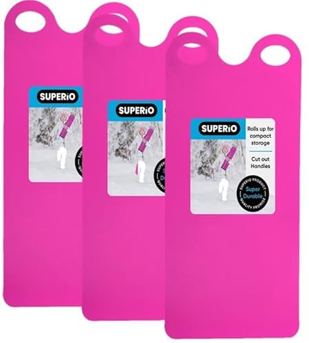 Superio Snow Slider Mat, Flexible Snow Sled Flying Carpet, Roll up Sleds for Kids 36 Lightweight Plastic Snowboard Sled(Fuchsia-Pink 3 Pack)…