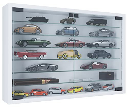 VCM | Glasvitrine hängend | Vitrine Glas mit ESG-Sicherheitsglas | Maße: H. 40 x B. 60 x T. 10 cm | Hängevitrine Glas | Modern und platzsparend | Glas Vitrinenschrank - Mandosa XL