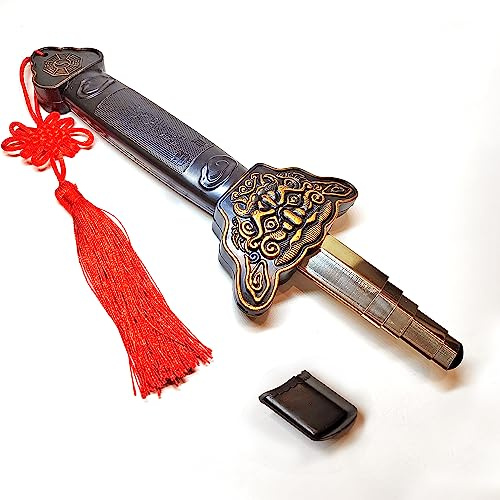 Chinese Tai Chi Sword Kung Fu Martial Arts Retractable Magic Sword for Exercises Performance Halloween (Dark Brown)