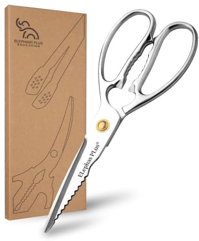 ELephas PLus Professional Kitchen Scissors - Heavy Duty Stainless Steel Shears for Cutting Meat, Fish, Poultry, Vegetables, Pizza - Food Cutting Tools