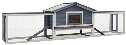 BaraSh Clapier Gris 310x70x87 cm Pin Massif et Sapin,Cabane Lapin,Grande Cage Lapin