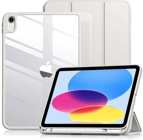 Vobafe Case for iPad (A16) 11th Generation 11 Inch 2025/iPad 10th Generation 10.9 Inch 2022 with Pencil Holder, PC Clear Back Cover, Slim Trifold Stand Case Supports Auto Wake/Sleep, SpaceGray