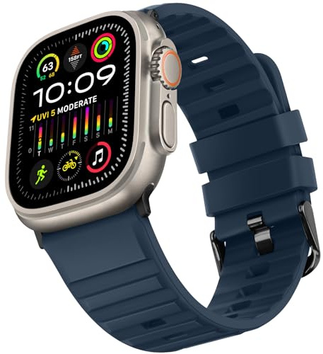 Suphart Correas Compatible con Correa Apple Watch 49mm 45mm 44mm 42mm, Correa Deportiva de Silicona Suave Diseñado para Apple Watch Ultra 2 Ultra SE Series 9 8 7 6 5 4 3 2 1, Azul