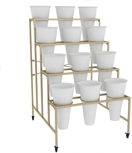 Espositore per Fiori con secchi per Fiori, ripiano Mobile per Carrello per Piante, ripiano per Contenitore per Fiori recisi, espositori per Piante per fioristi, scaletta per Fiori,