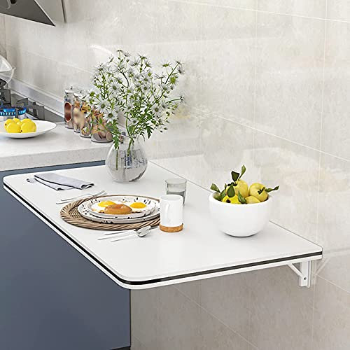 ASerZenith Kleiner klappbarer Wandtisch, platzsparender wandmontierter Klapptisch, weißer klappbarer Wandtisch, Laptop-Schreibtisch, für den Einsatz im Wohnzimmer, Arbeitszimmer oder in der Küche