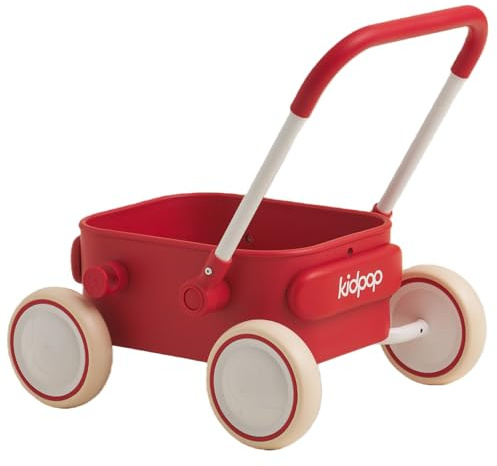 Kidpop PULA Push & Pull Walker Wagon，Baby Walker with Wheels,Toddler balance Wagon for First Learner Baby Boys/Girls Toys,7 months–3 years Year Old Birthday Gifts (Red)