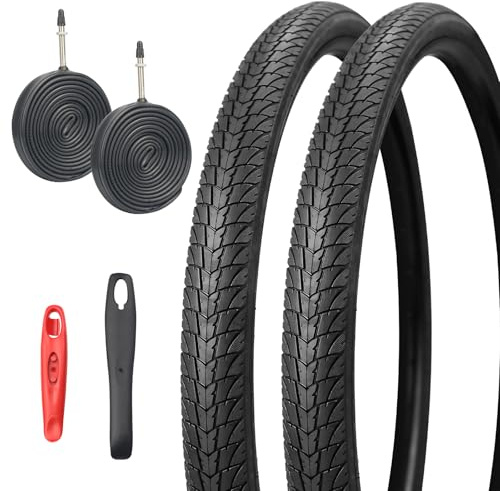MEGHNA Paar 700x38c Fahrradreifen-Set,2xRennradreifen+2x700x38C Schlauch FV48mm+2X Reifenhebel Fahrradreifen 29Zoll Road Bike Tires Set 30 PSI Gravel Bike Tire (2Reifen+2Schlauch+2Heber, 700x38C)