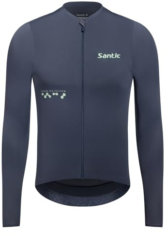 Santic Fahrradtrikot Rennrad Trikot Herren Atmungsaktiv Fahrrad Shirt Langarm Fahrradjacke Radfahren Top Mit 3 Taschen Grau M