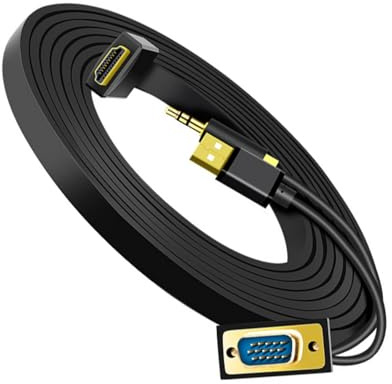 Wdbild Convertisseur vidéo 1080p HDTV vers VGA avec adaptateur USB mâle vers mâle 3,5 mm pour ordinateur portable, moniteur, projecteur, adaptateur VGA Hdtv pour ordinateur portable