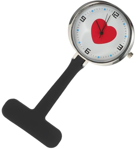 SOLUSTRE Schwarze Krankenschwester Taschenuhr aus Silikon mit Clip | Reversuhr für Pflegefachkräfte, Hängeausführung mit Metall, Medizinisches Zubehör für Arbeitsalltag