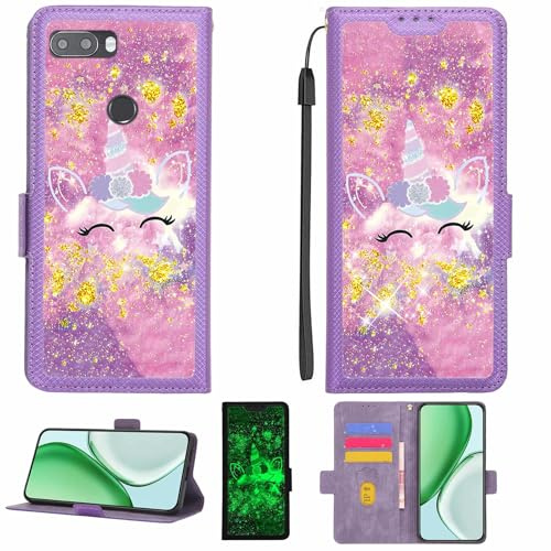 Kinetijy Coque Compatible pour Gigaset GS370 Coque Étui Housse Case Support [avec Film Protecteur HD d'une dureté de 9H] [Blocage RFID][Paillettes dorées + Brillantes] LPT-DJS