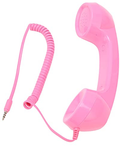 Jeffergarden Retro Phone Handset, ABS Classic Telephone Receiver with 35mm Jack for Smartphones Reduce Radiation Clear Sound Ideal for Elderly Parents at Home (Pink)