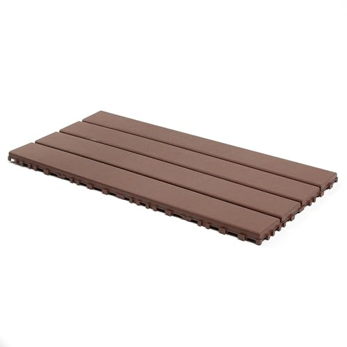 24 s of Dark Gray Outdoor Terrace Deck Tiles, DIY Interlocking decking Floor Tiles, Easy to Install Patio Tiles, Suitable for Indoor and Outdoor Balcony Backyard Poolside,Brown