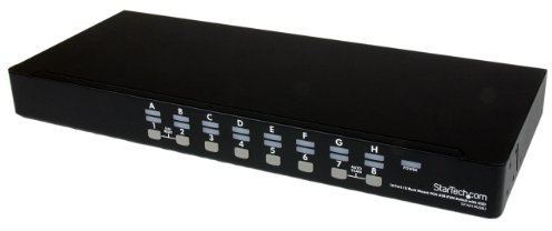 StarTech.com 16 Port 1HE USB VGA KVM Switch mit OSD zur Rack-Montage inkl. Kabeln - 16-fach Rackmount KVM Umschalter - Schwarz | Enthält 16x 1, 8m USB KVM-Kabel, USB-Passwortschutz für KVM-Ports, automatische Abtastung, Kaskadierung, Schwarz