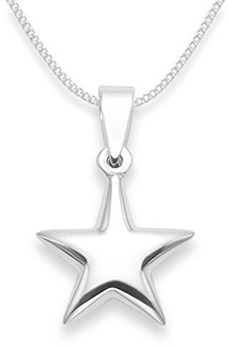 Sterling Silver Star Necklace on 18 Silver chain - SIZE: 14mm Gift Boxed 8104/18
