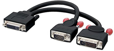 LINDY DVI-I F to DVI-D M & VGA M Splitter Cable, Black