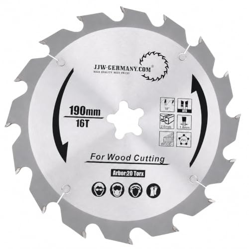 jjw-germany HM Sägeblatt 190 x 2,6 FastFix Sternaufnahme Z= 16 WZ | kompatibel mit Festool Tischzugsäge Precisio CS 50