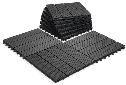 Dalles de terrasse en composite - CLICK-DECK - Dalles de terrasse, balcon, toit terrasse, spa Prix pas cher pour grandes quantités (18x dalles de terrasse en composite ébène)