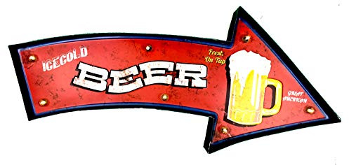 Leuchtschild Retro-Schild Wandschild im Vintage-Stil LED Schild für Garage Dekoschild 50er Jahre Haus Dekoration Retro Leuchtkasten Metallschild Bier