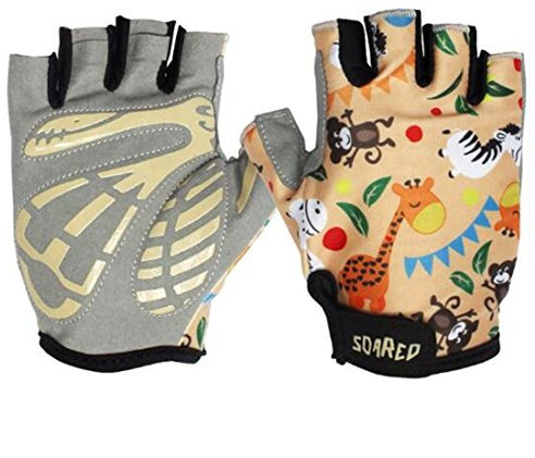 Gtopart-halbe Finger-Gel-Polsterungs-Breathable Kinderjunior-Radfahrenhandschuhe im Freiensport-Straßen-Berg (Brown, L (Palm Width: 3.1-3.5))